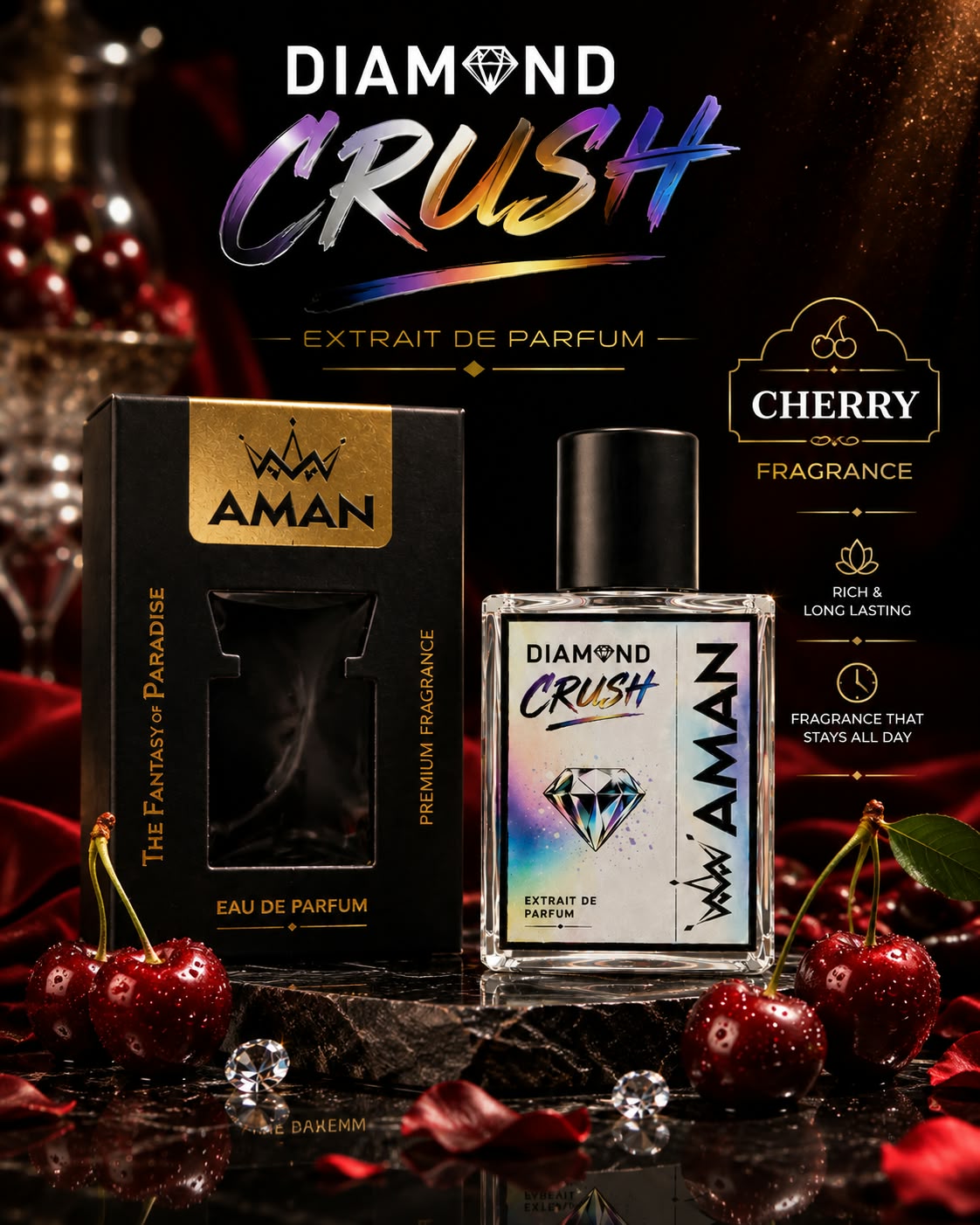 Diamond Crush  Cherry Fragrance 50ml | Perfume for Men and Women |