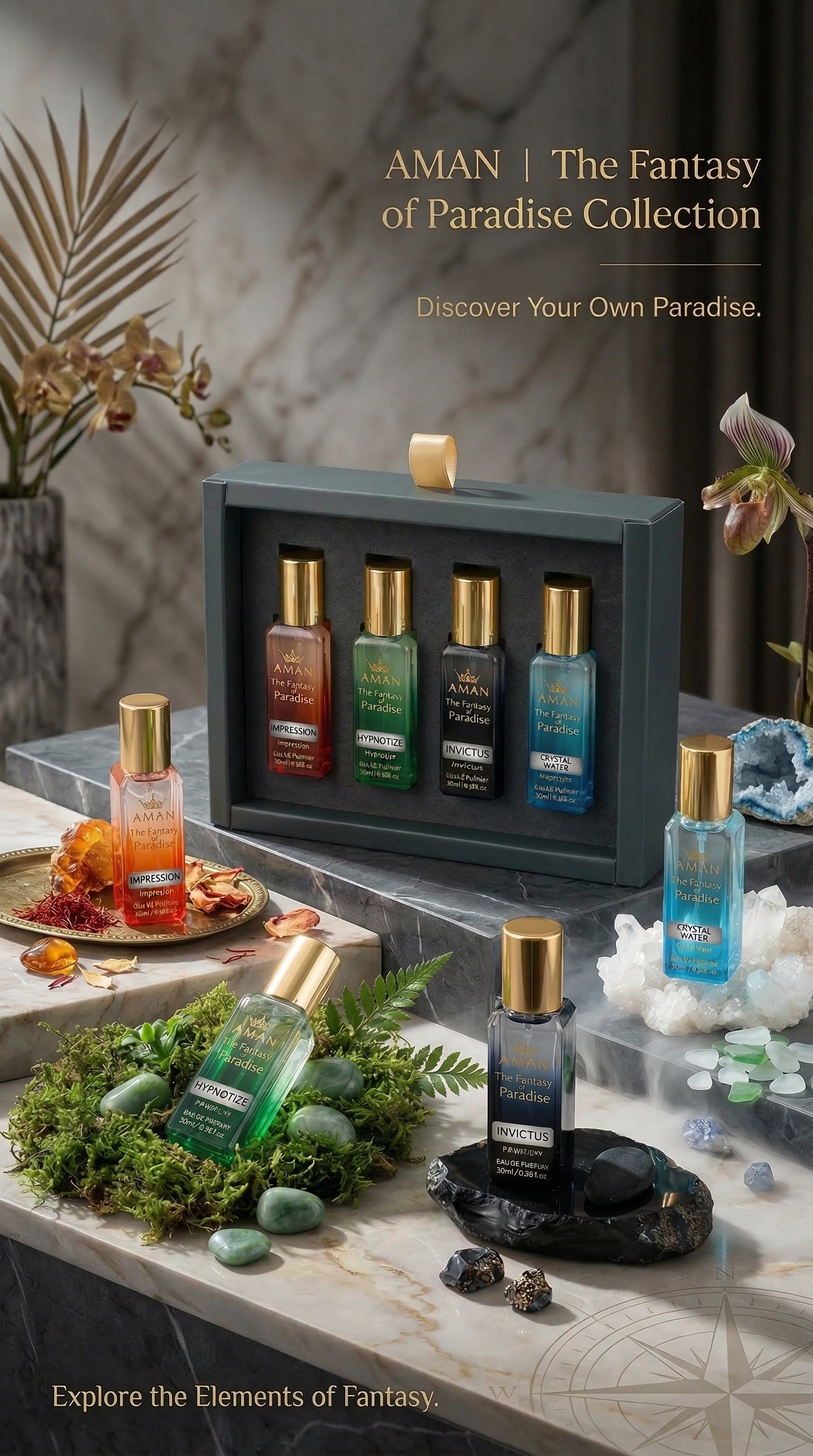 AMAN Fantasy of Paradise Perfume Combo (4 Premium Fragrances Set)(fraiche)