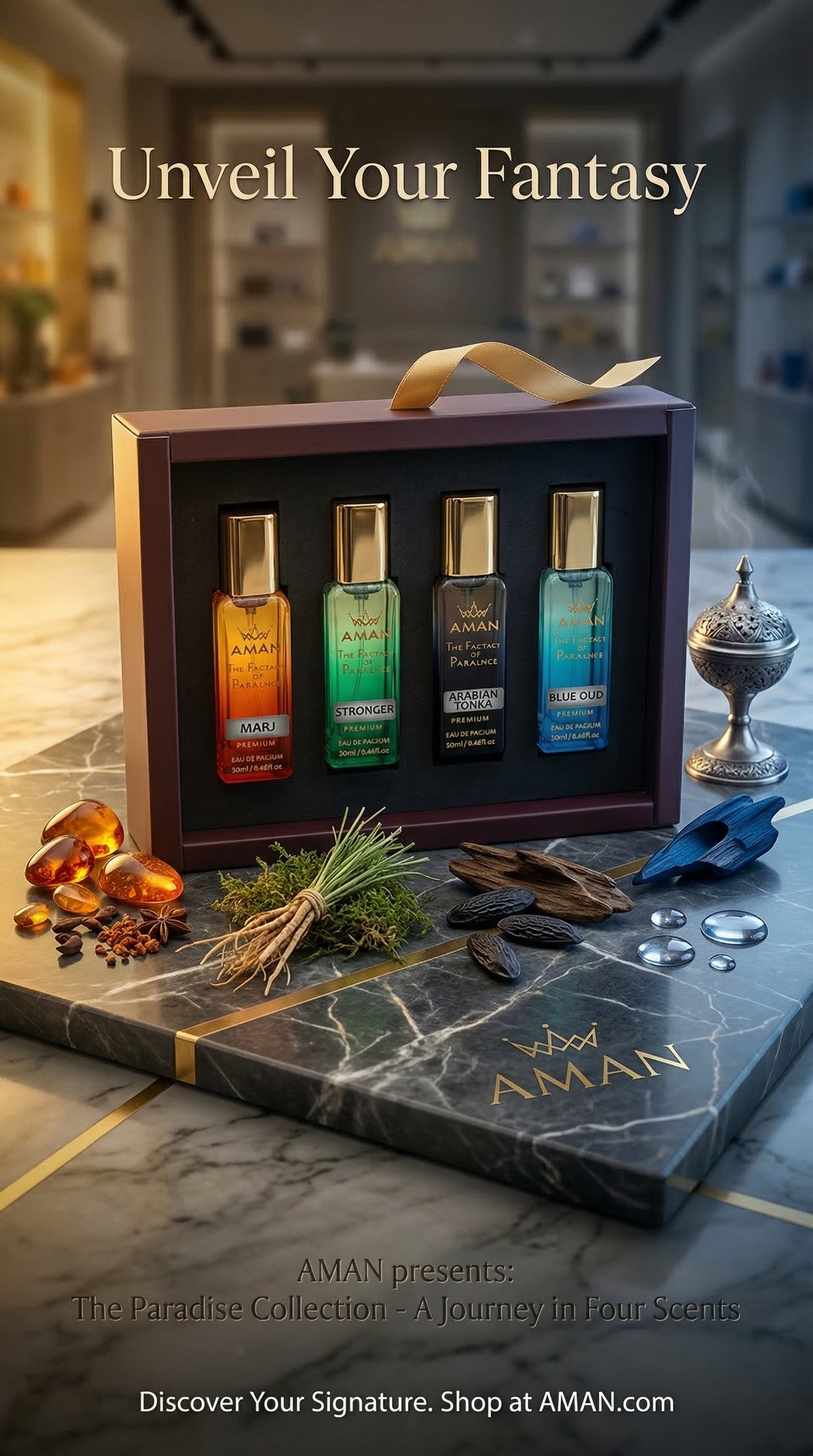 AMAN Fantasy of Paradise Perfume Combo (4 Premium Fragrances Set)(arabic)