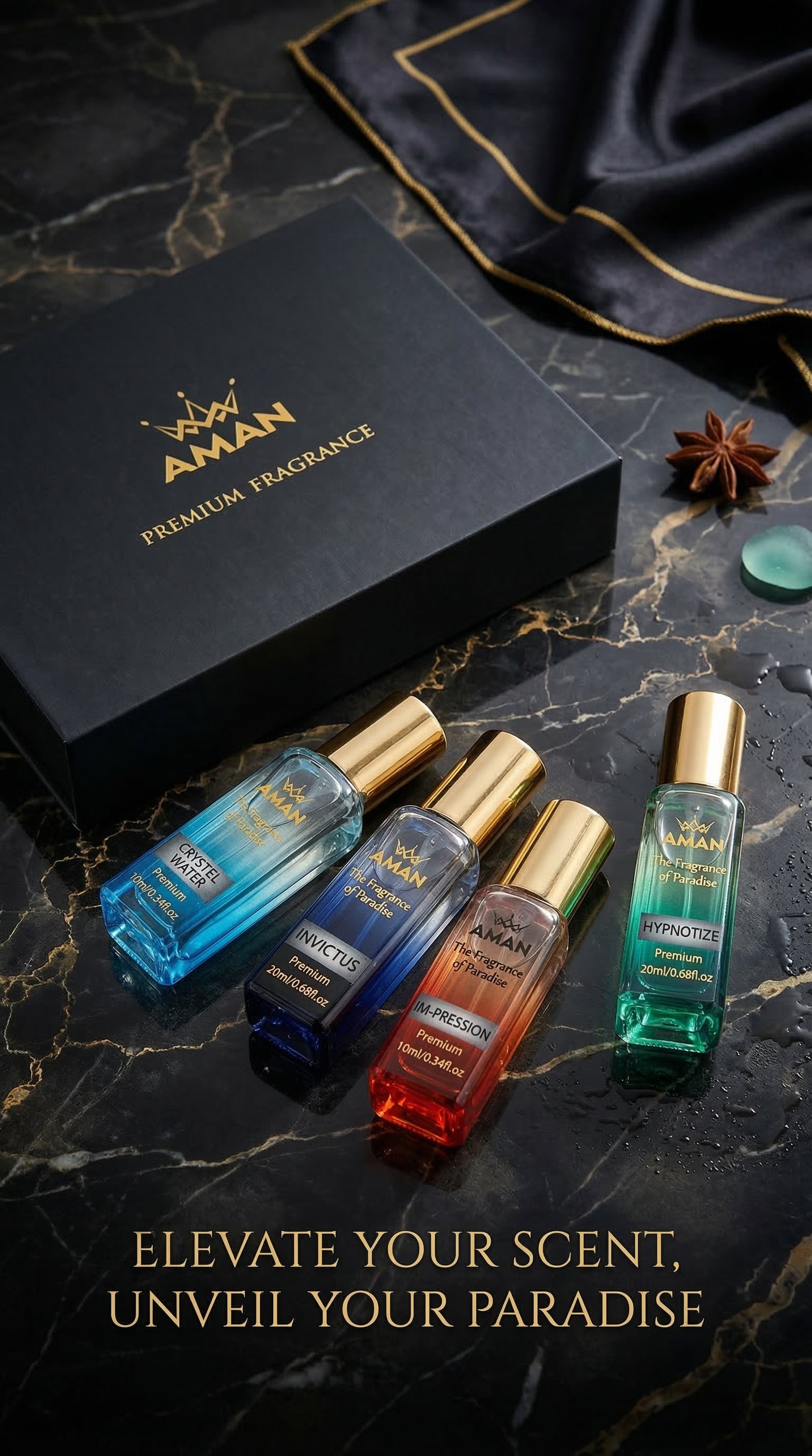 AMAN Fantasy of Paradise Perfume Combo (4 Premium Fragrances Set)(fraiche)