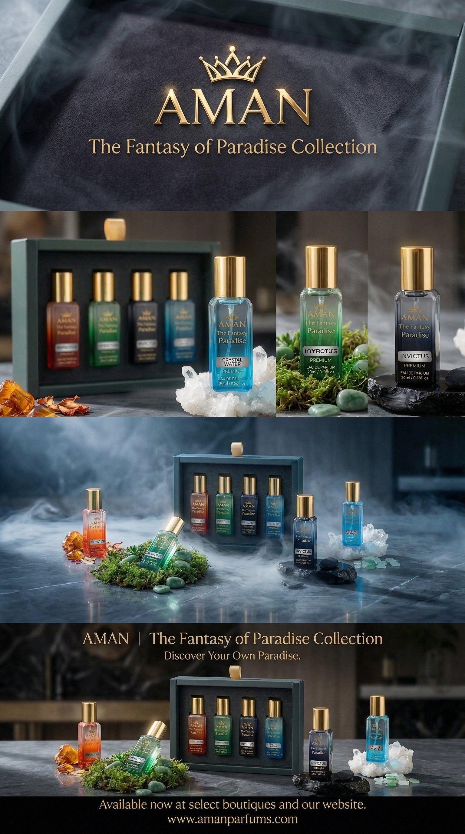 AMAN Fantasy of Paradise Perfume Combo (4 Premium Fragrances Set)(fraiche)
