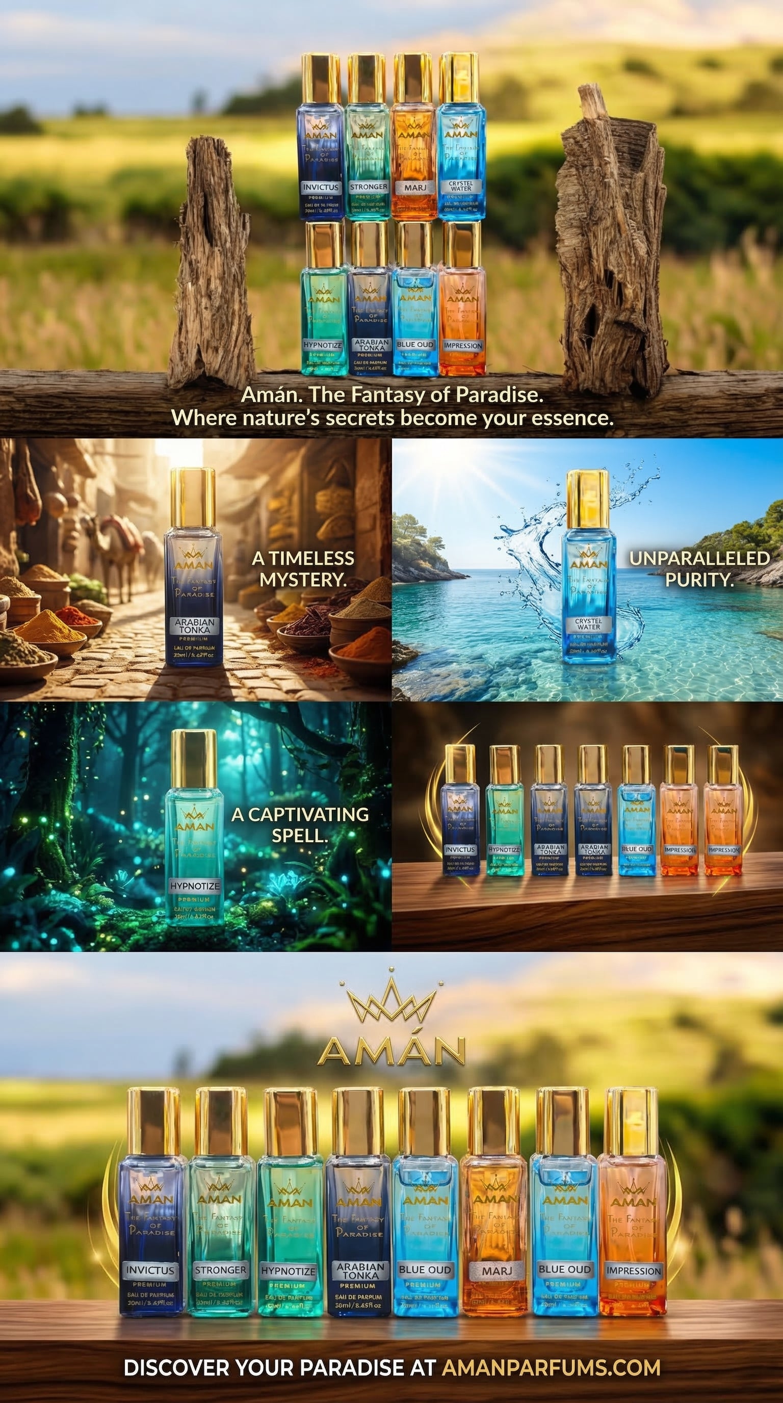 AMAN Fantasy of Paradise Perfume Combo (4 Premium Fragrances Set)(fraiche)